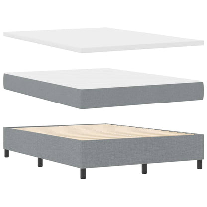 Postel S Boxspringem S Čelo Světle Šedá 140 X 190 Cm Textil