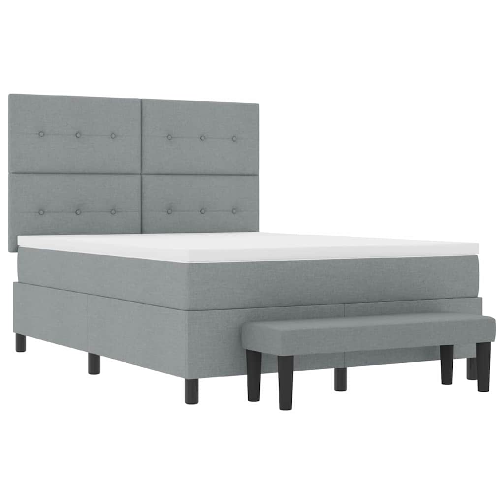 Postel S Boxspringem S Čelo Světle Šedá 140 X 190 Cm Textil