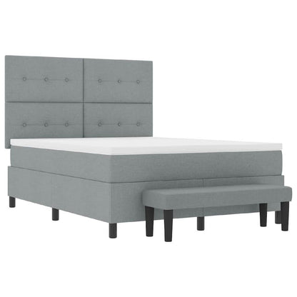Postel S Boxspringem S Čelo Světle Šedá 140 X 190 Cm Textil