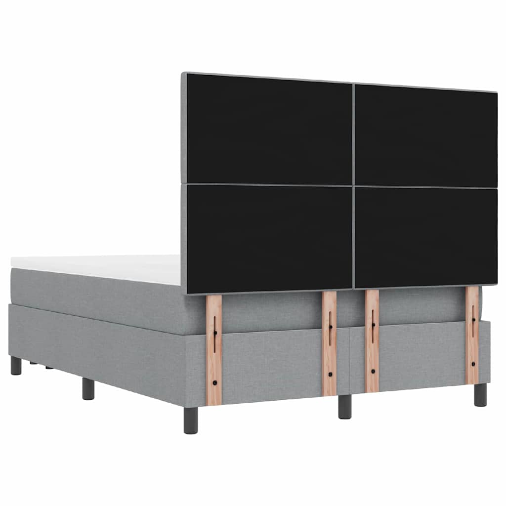 Postel S Boxspringem S Čelo Světle Šedá 140 X 190 Cm Textil