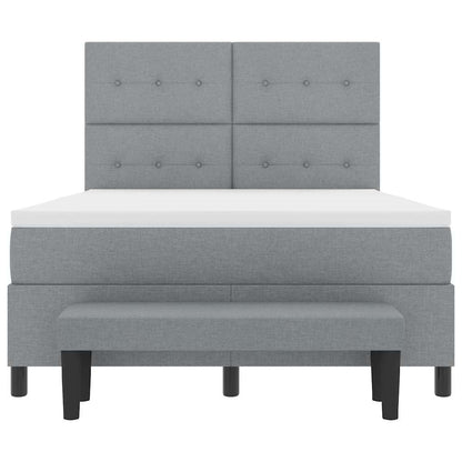 Postel S Boxspringem S Čelo Světle Šedá 140 X 190 Cm Textil