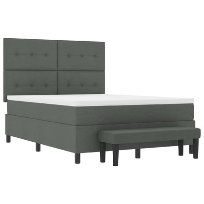 Postel S Boxspringem S Polštářem Tmavě Šedá 140 X 190 Cm Textil
