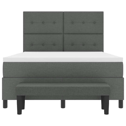 Postel S Boxspringem S Polštářem Tmavě Šedá 140 X 190 Cm Textil