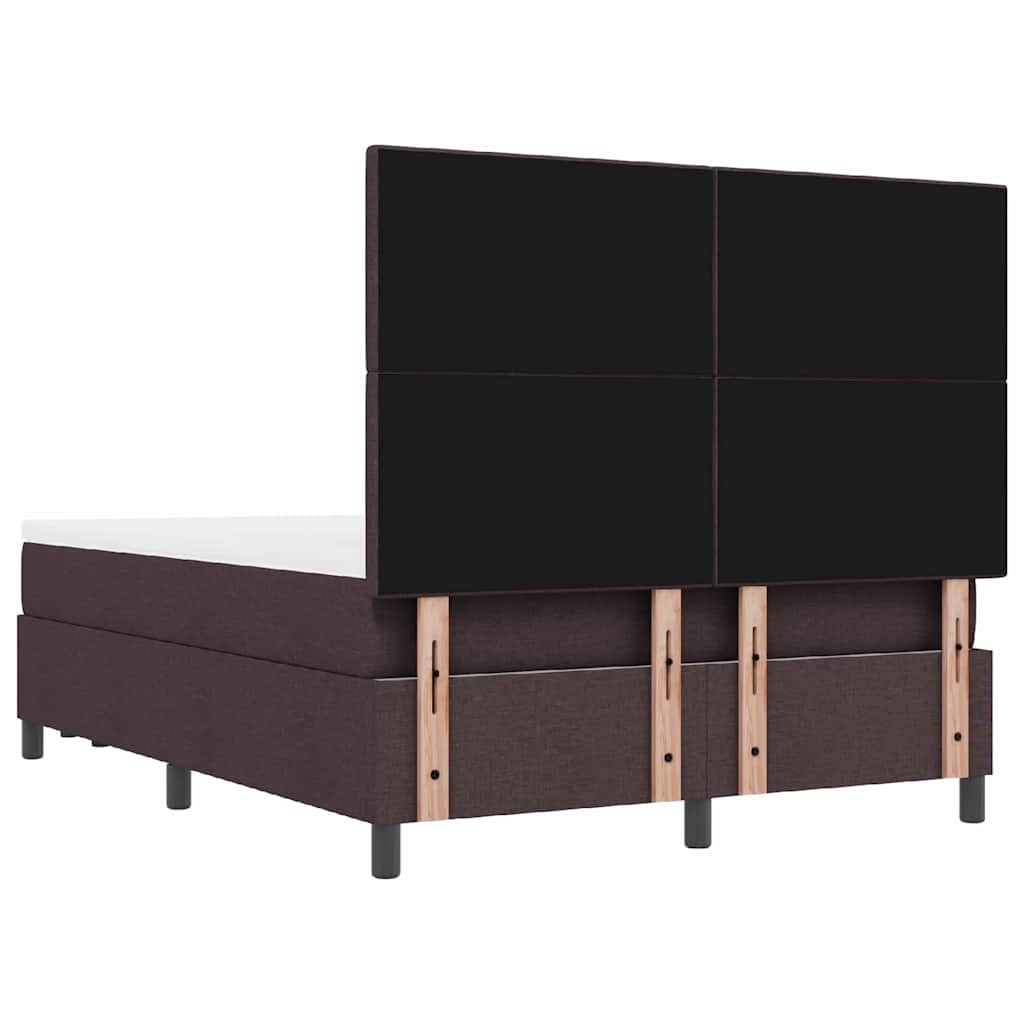 Postel S Boxspringem S Čelo Tmavě Hnědá 140 X 190 Cm Textil