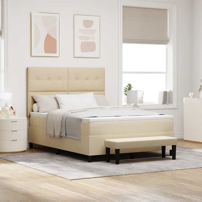Postel S Boxspringem S Čelo Krémová 140 X 190 Cm Textil