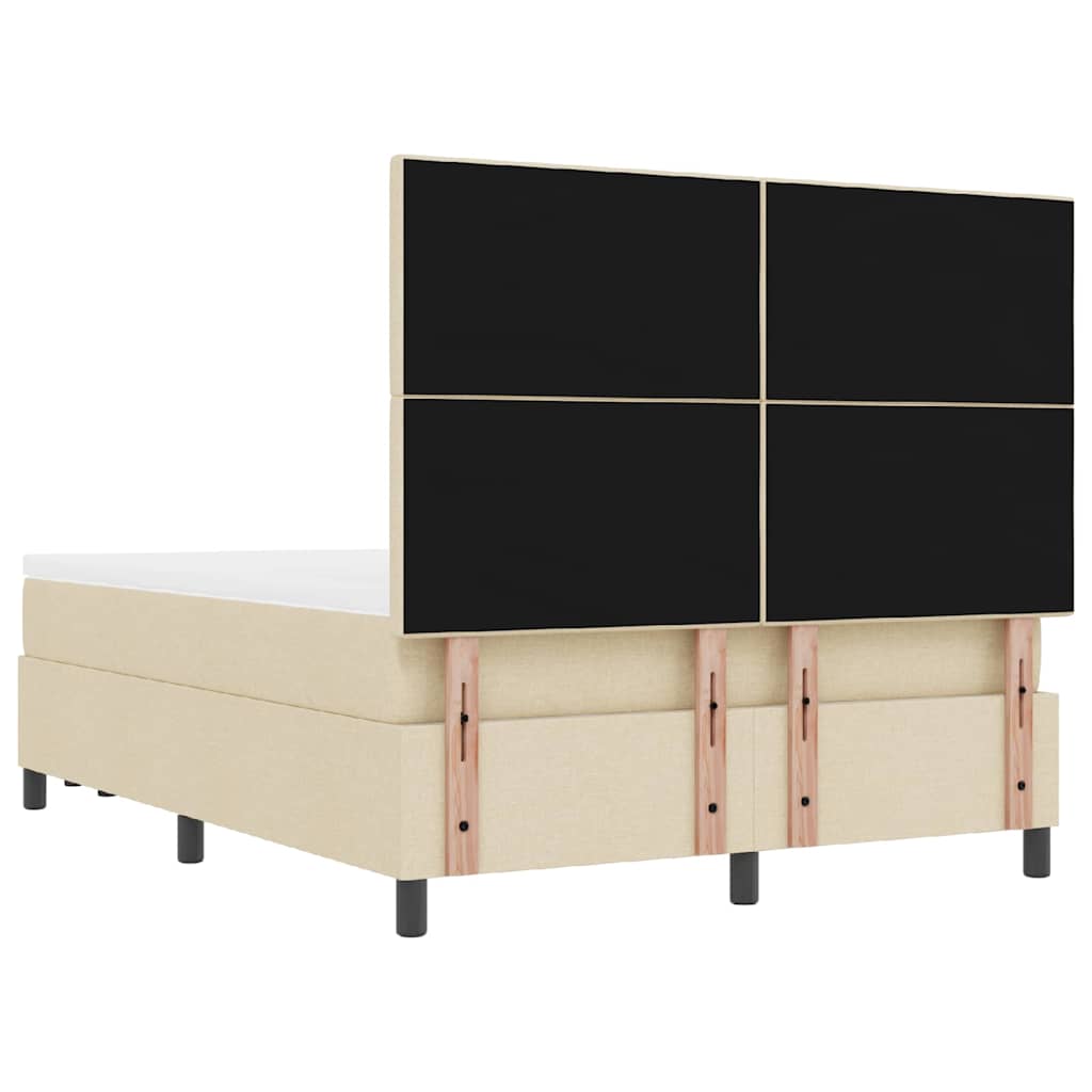 Postel S Boxspringem S Čelo Krémová 140 X 190 Cm Textil