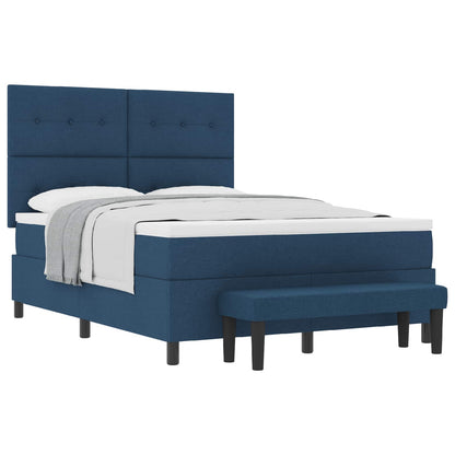 Postel S Boxspringem S Čelo Modrá 140 X 190 Cm Textil
