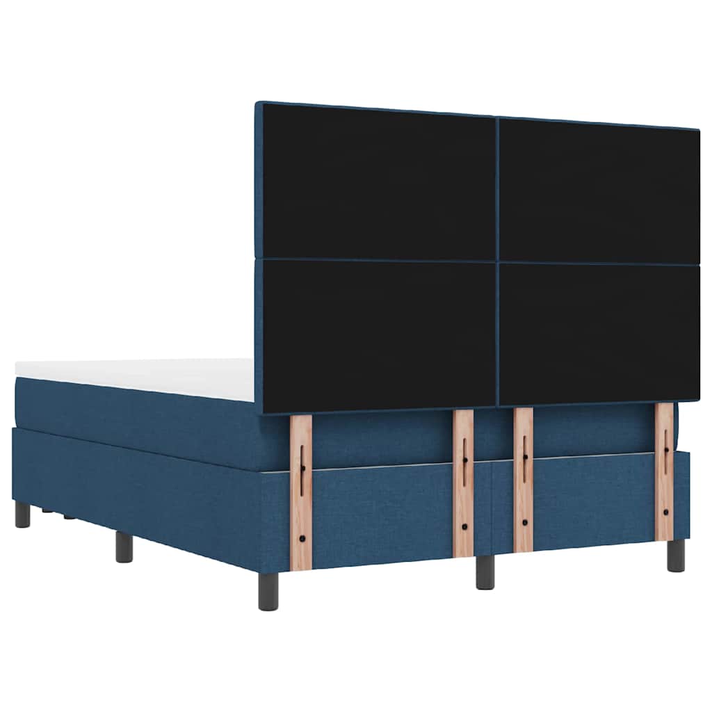 Postel S Boxspringem S Čelo Modrá 140 X 190 Cm Textil