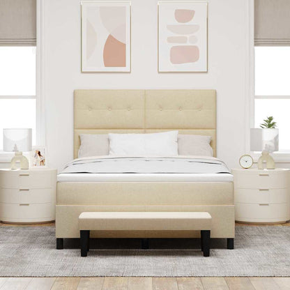 Postel S Boxspringem S Čelo Krémová 140 X 200 Cm Textil