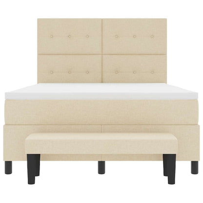 Postel S Boxspringem S Čelo Krémová 140 X 200 Cm Textil