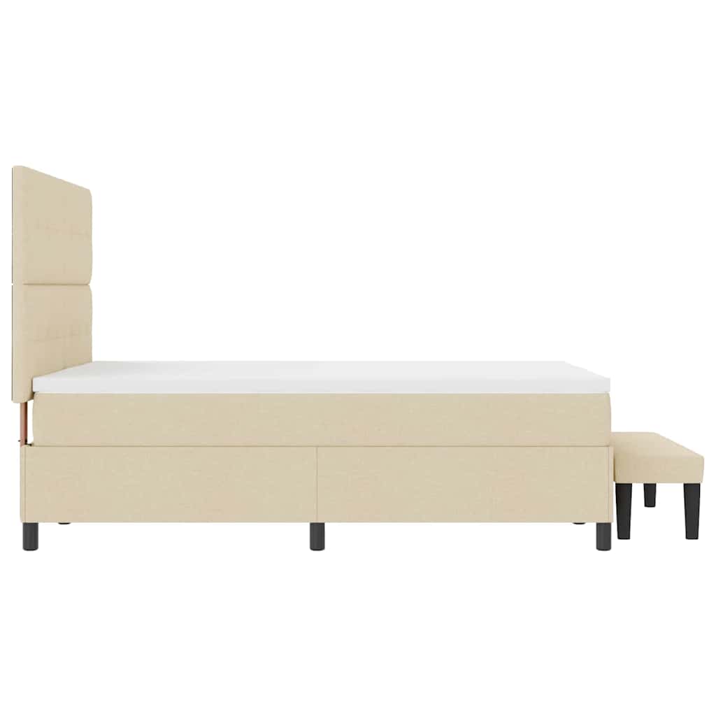 Postel S Boxspringem S Čelo Krémová 140 X 200 Cm Textil