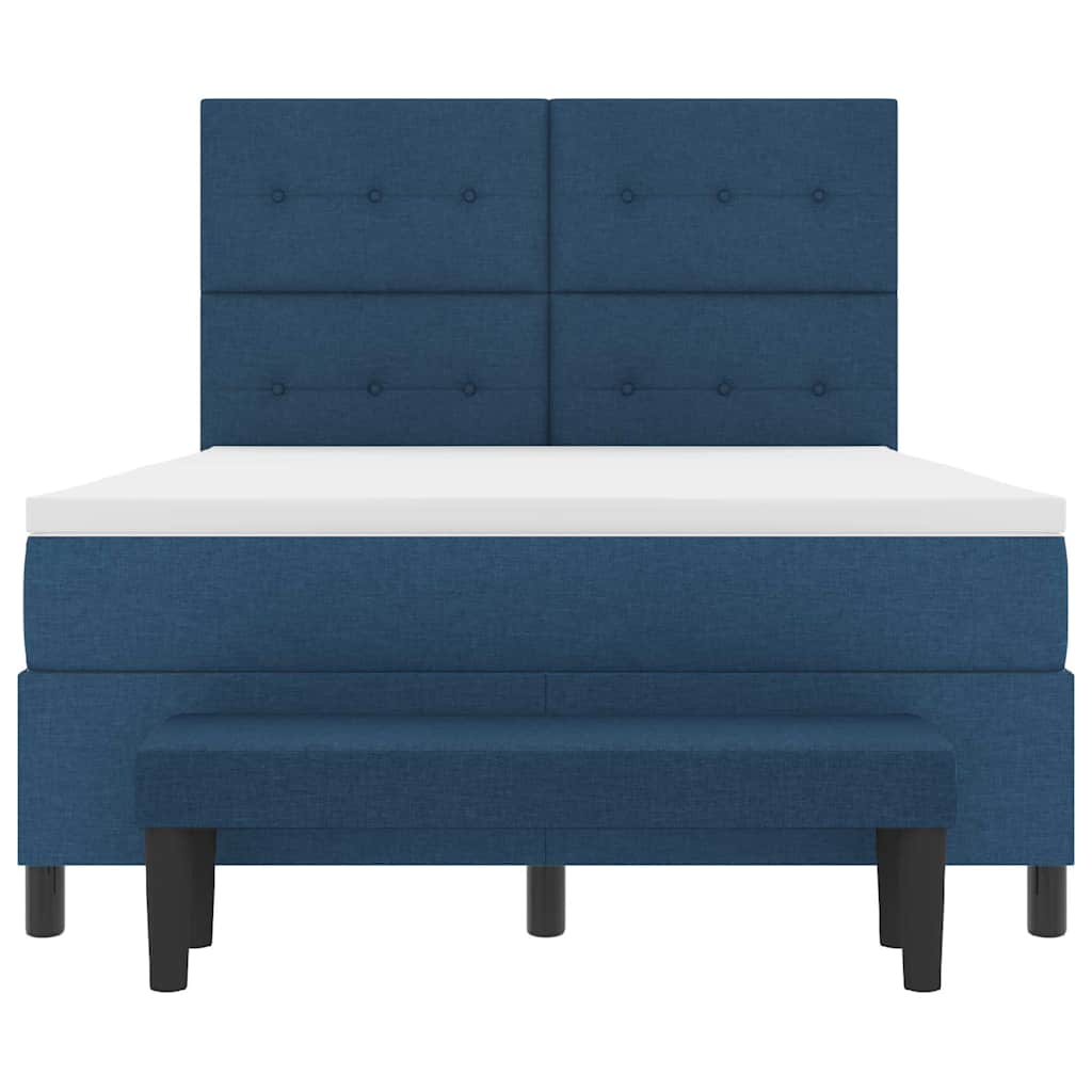 Postel S Boxspringem S Čelo Modrá 140 X 200 Cm Textil