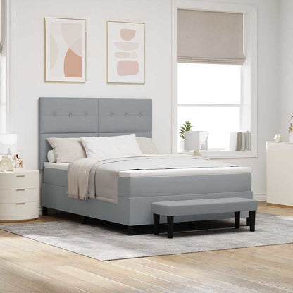 Postel S Boxspringem S Čelo Světle Šedá 160 X 200 Cm Textil