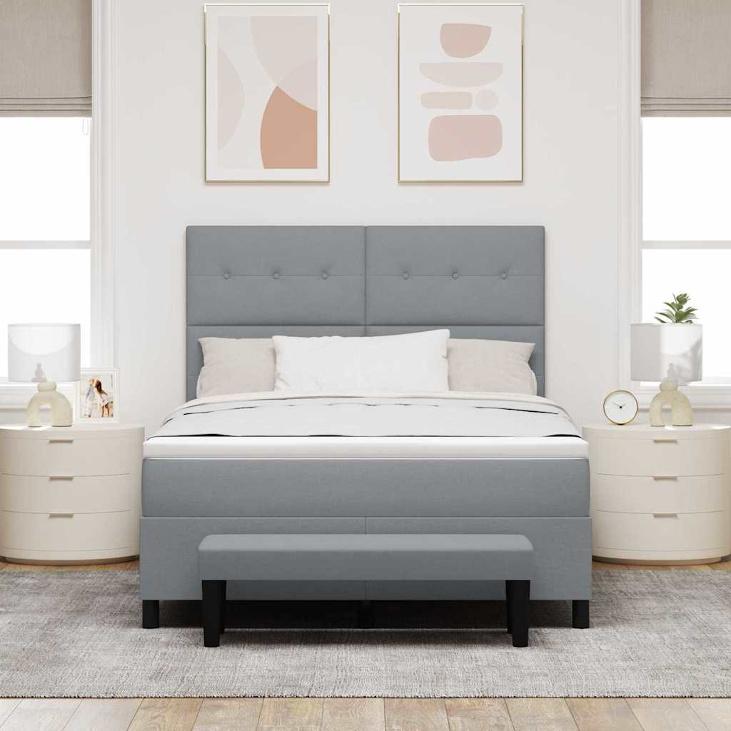 Postel S Boxspringem S Čelo Světle Šedá 160 X 200 Cm Textil