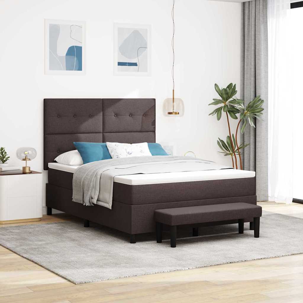 Postel S Boxspringem S Čelo Tmavě Hnědá 160 X 200 Cm Textil