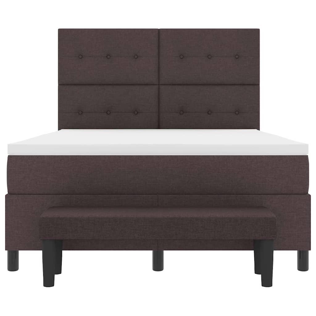Postel S Boxspringem S Čelo Tmavě Hnědá 160 X 200 Cm Textil