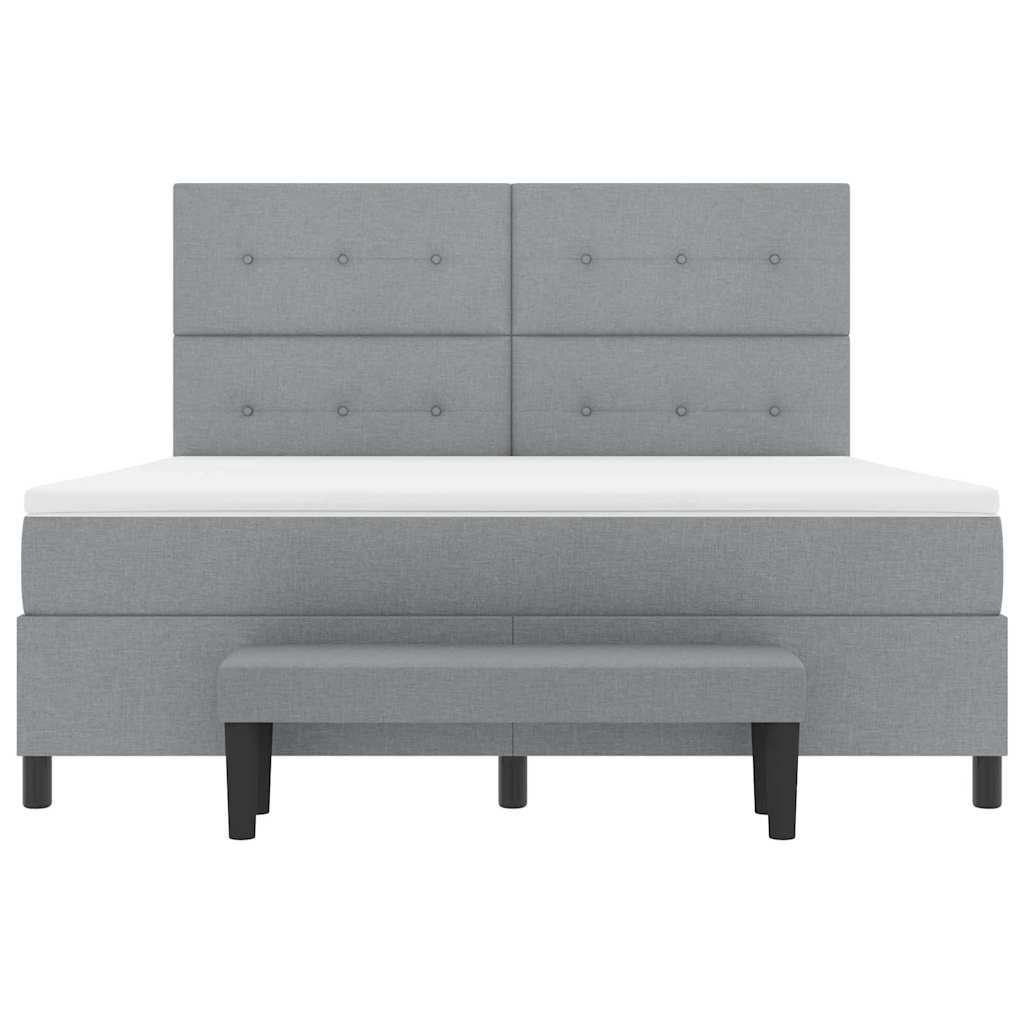 Postel S Boxspringem S Čelo Světle Šedá 180 X 200 Cm Textil