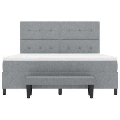 Postel S Boxspringem S Čelo Světle Šedá 180 X 200 Cm Textil