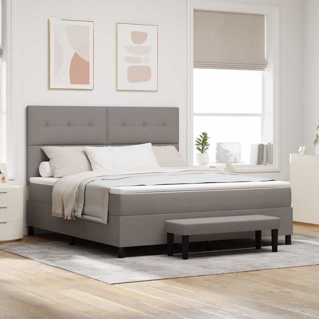 Postel S Boxspringem S Čelo Taupe 180 X 200 Cm Textil