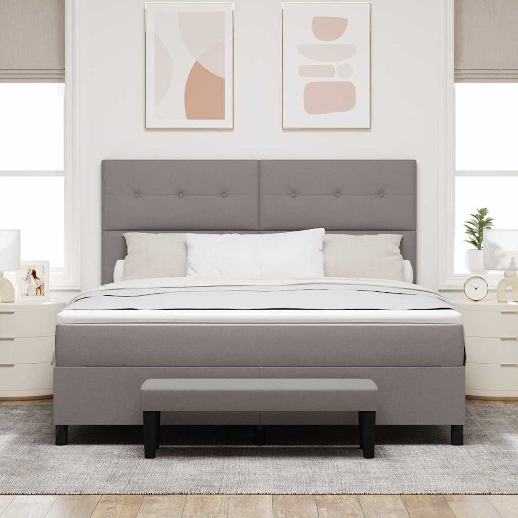 Postel S Boxspringem S Čelo Taupe 180 X 200 Cm Textil