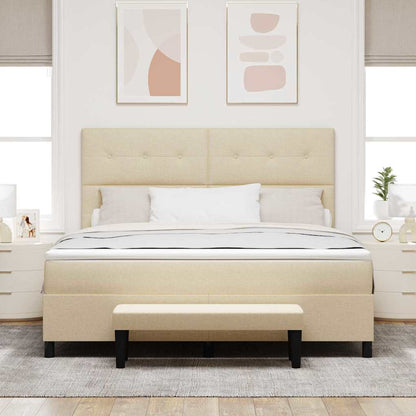 Postel S Boxspringem S Čelo Krémová 180 X 200 Cm Textil