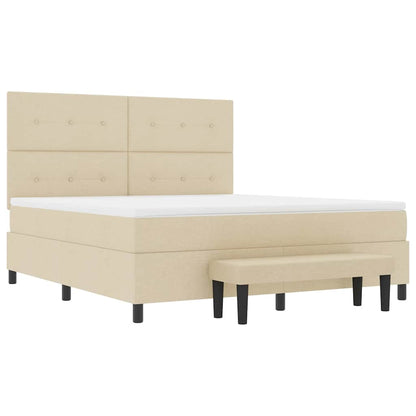 Postel S Boxspringem S Čelo Krémová 180 X 200 Cm Textil