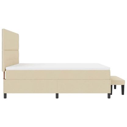 Postel S Boxspringem S Čelo Krémová 180 X 200 Cm Textil