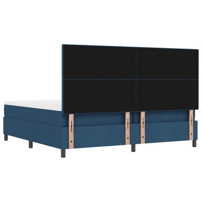 Postel S Boxspringem S Čelo Modrá 200 X 200 Cm Textil