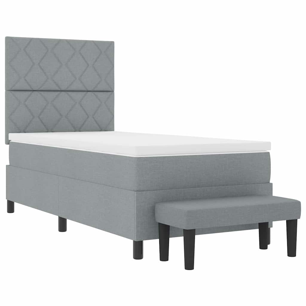 Postel S Boxspringem S Čelo Světle Šedá 100 X 200 Cm Textil