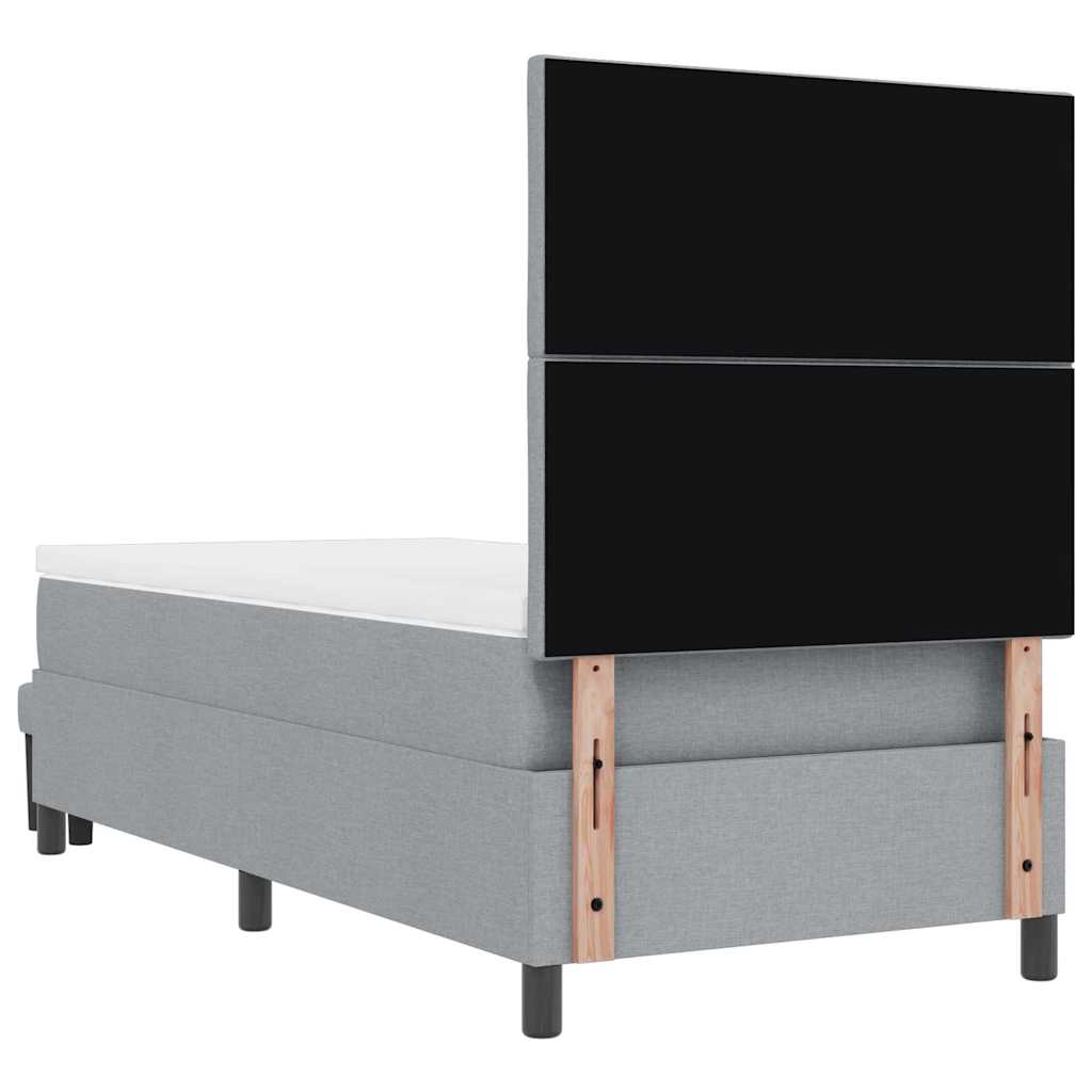 Postel S Boxspringem S Čelo Světle Šedá 100 X 200 Cm Textil