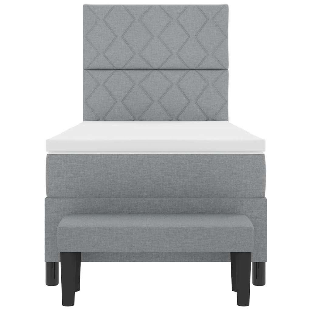 Postel S Boxspringem S Čelo Světle Šedá 100 X 200 Cm Textil