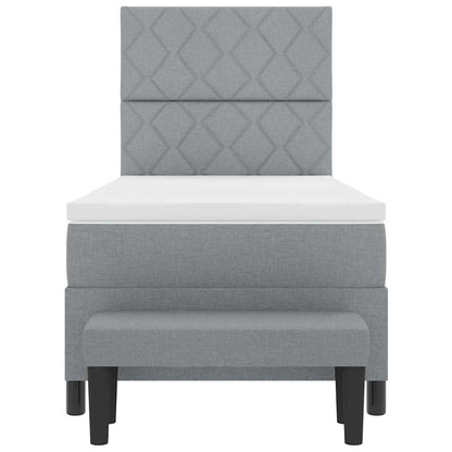 Postel S Boxspringem S Čelo Světle Šedá 100 X 200 Cm Textil