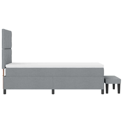 Postel S Boxspringem S Čelo Světle Šedá 100 X 200 Cm Textil