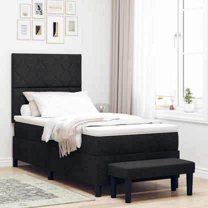 Postel S Boxspringem S Čelo Černá 100 X 200 Cm Textil