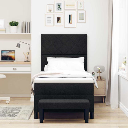 Postel S Boxspringem S Čelo Černá 100 X 200 Cm Textil