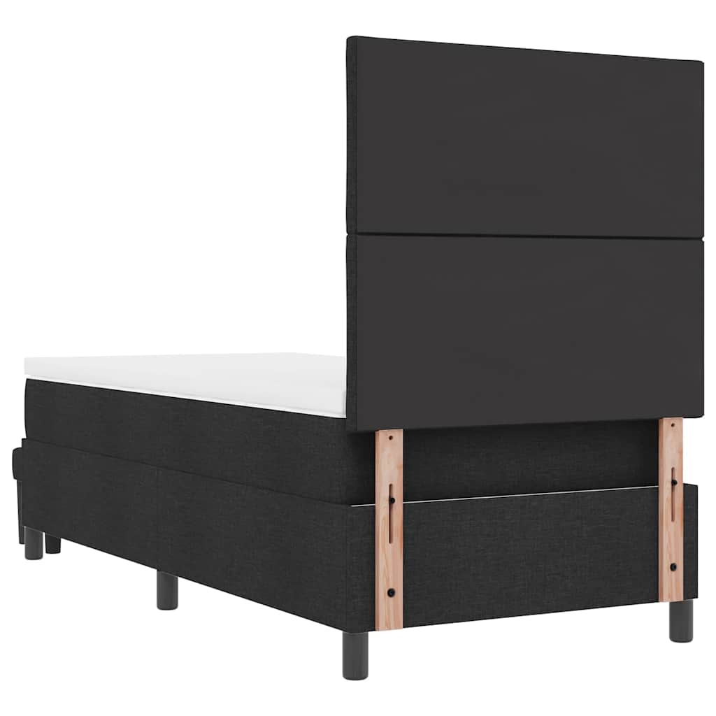 Postel S Boxspringem S Čelo Černá 100 X 200 Cm Textil