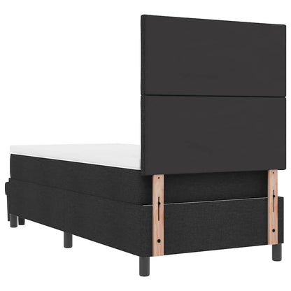 Postel S Boxspringem S Čelo Černá 100 X 200 Cm Textil