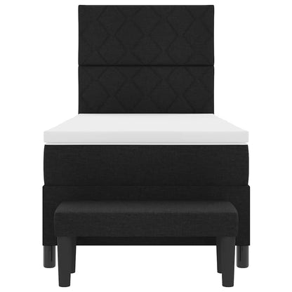 Postel S Boxspringem S Čelo Černá 100 X 200 Cm Textil