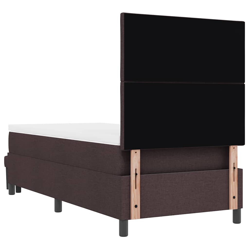 Postel S Boxspringem S Čelo Tmavě Hnědá 100 X 200 Cm Textil