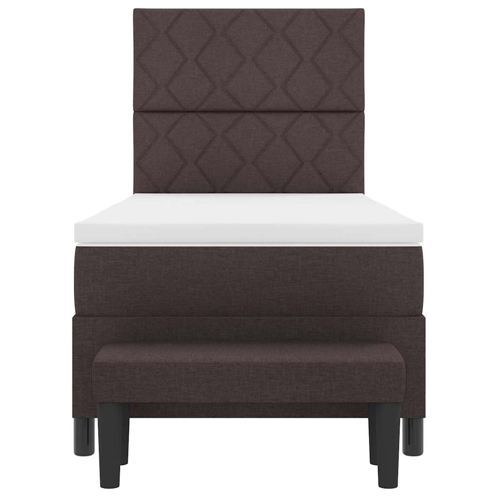 Postel S Boxspringem S Čelo Tmavě Hnědá 100 X 200 Cm Textil