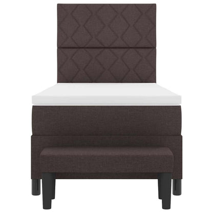 Postel S Boxspringem S Čelo Tmavě Hnědá 100 X 200 Cm Textil