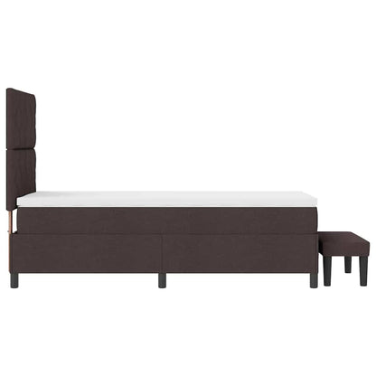 Postel S Boxspringem S Čelo Tmavě Hnědá 100 X 200 Cm Textil