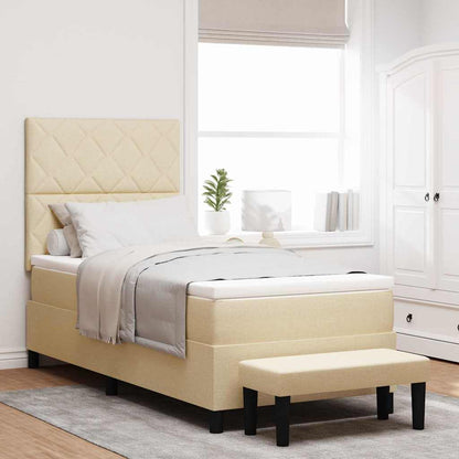 Postel S Boxspringem S Čelo Krémová 100 X 200 Cm Textil