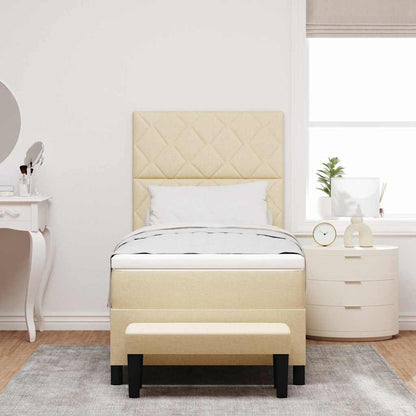Postel S Boxspringem S Čelo Krémová 100 X 200 Cm Textil