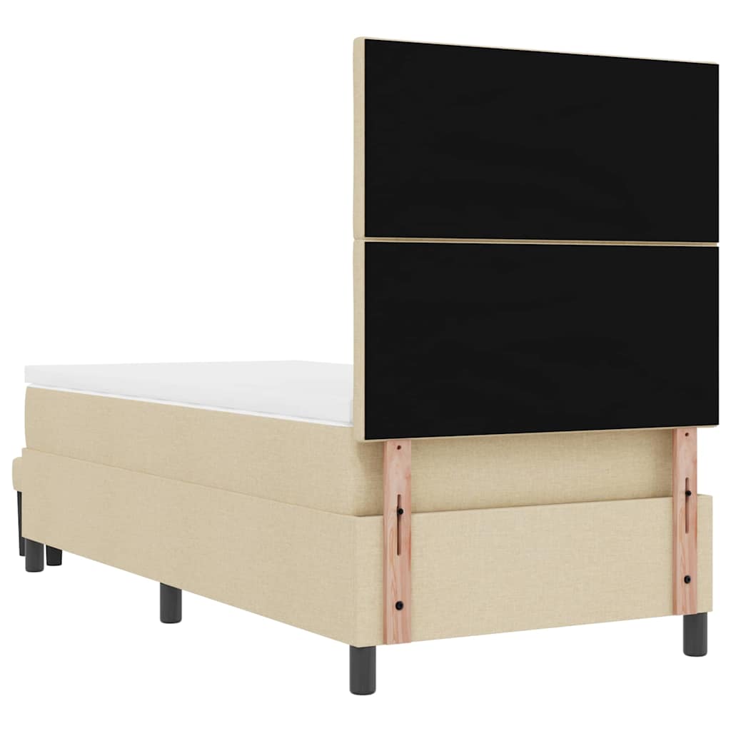 Postel S Boxspringem S Čelo Krémová 100 X 200 Cm Textil