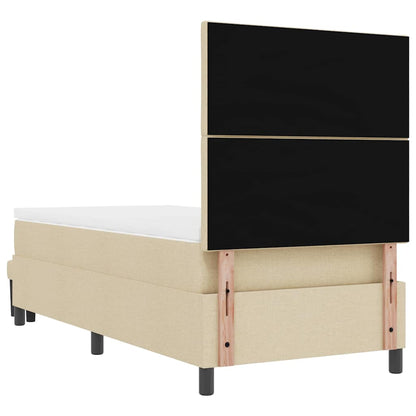 Postel S Boxspringem S Čelo Krémová 100 X 200 Cm Textil