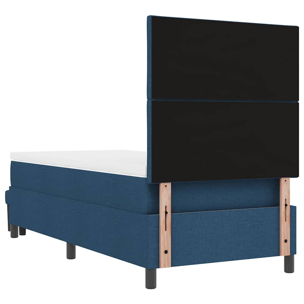 Postel S Boxspringem S Čelo Modrá 100 X 200 Cm Textil