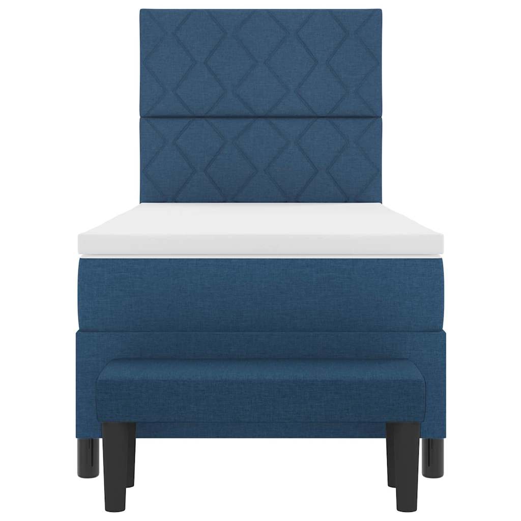 Postel S Boxspringem S Čelo Modrá 100 X 200 Cm Textil