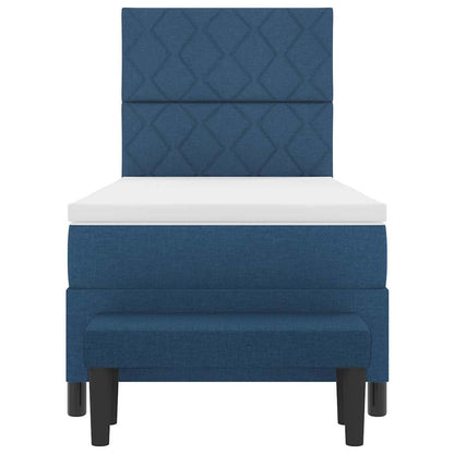 Postel S Boxspringem S Čelo Modrá 100 X 200 Cm Textil