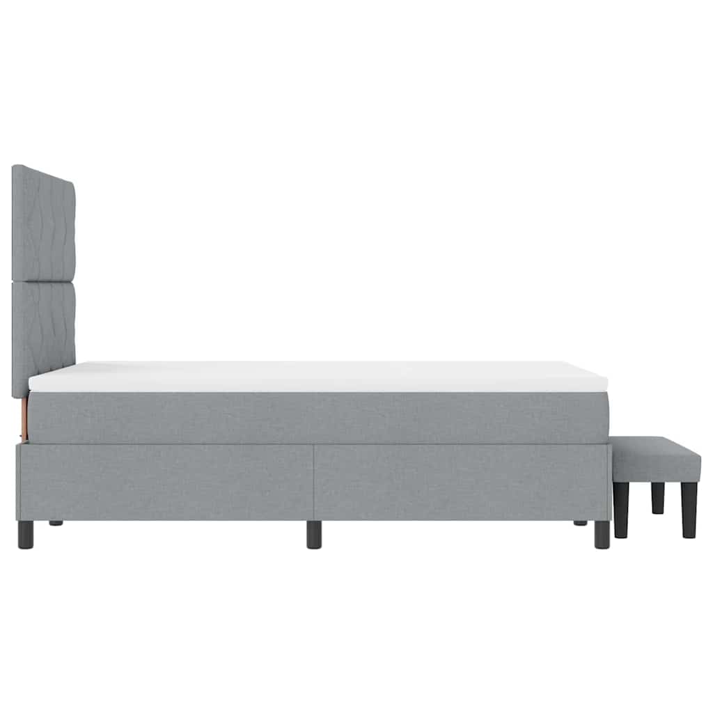 Postel S Boxspringem S Čelo Světle Šedá 120 X 190 Cm Textil